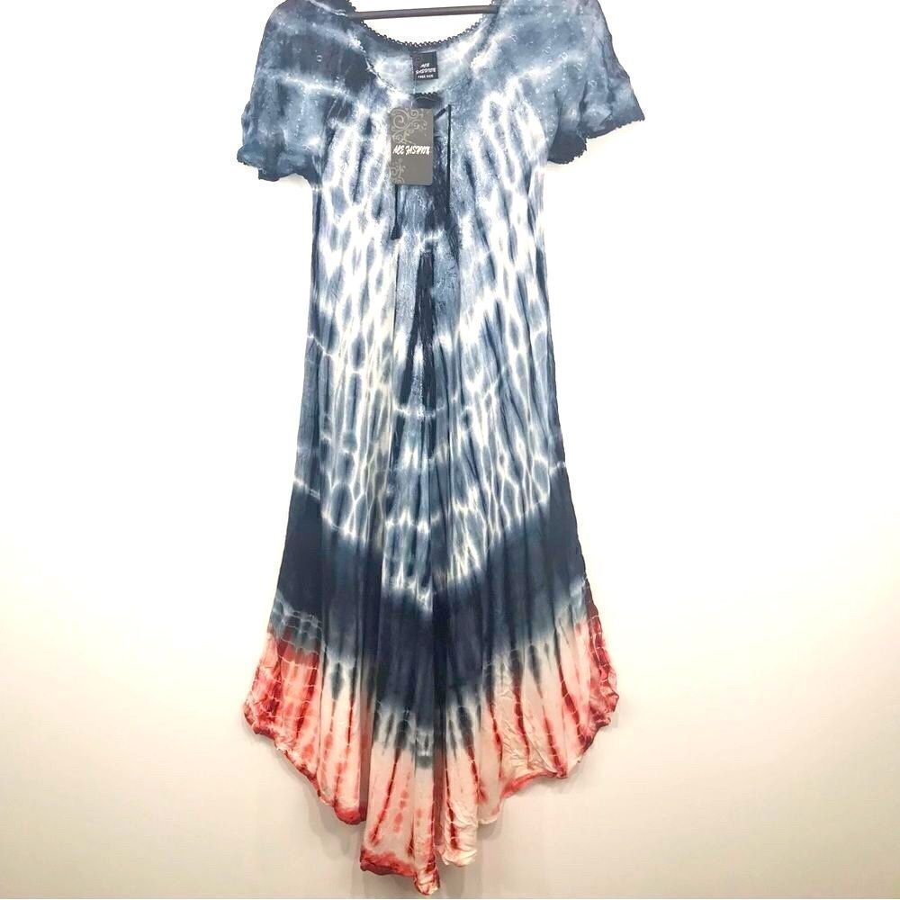 NEW Vibrant Blue Tie Dye Beach Dress by Ace Fashion